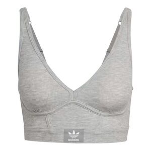 NWT Adidas Adicolor Flex Grey Melange Ribbed Cotton Teo Ply Plunge Brami | M